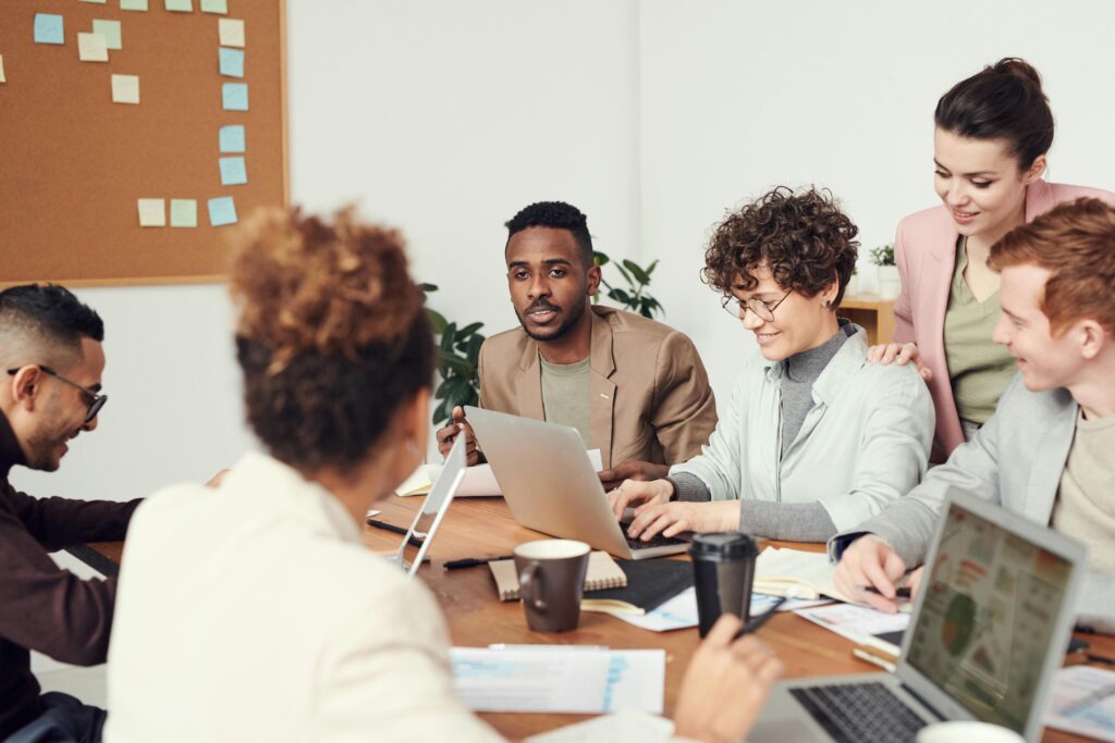 Group of people working together.